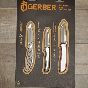 New GERBER Greatest Hits Knife Set - 3 Folding Knives - Silver Black Red